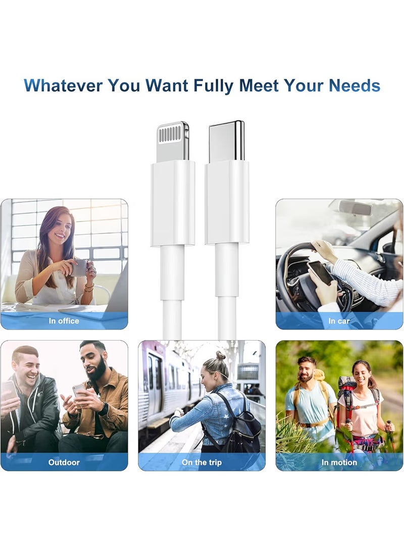 عبوة من قطعتين من كابل USB-C إلى Lightning بطول 1 متر - شحن سريع، متوافق مع  6s / 7 / 8 / X / XS / XR / 11 / 12 / 13 / 14 - Image 4